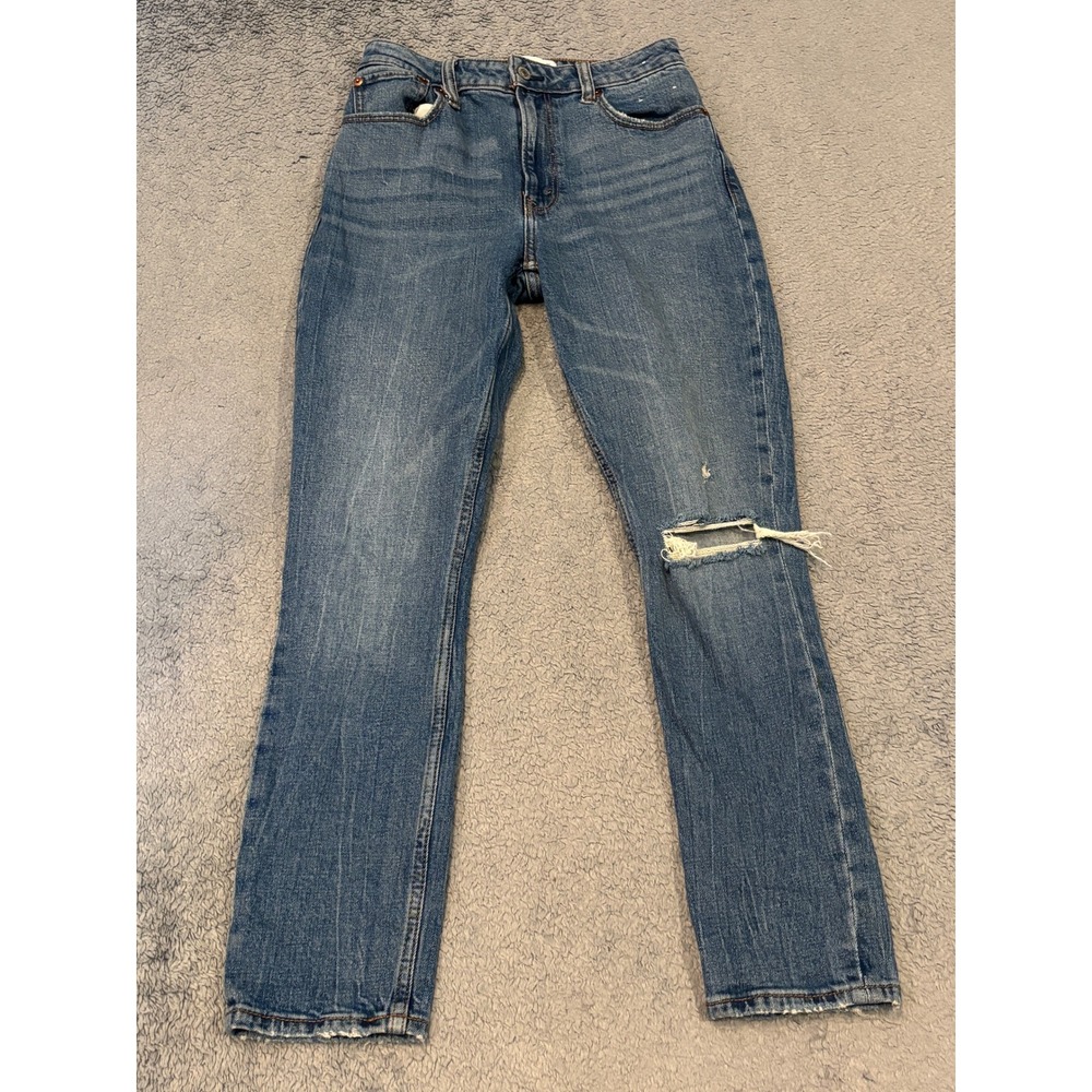 Abercrombie & Fitch Curve Love Skinny High Rise Jeans Blue Distressed 26 2R